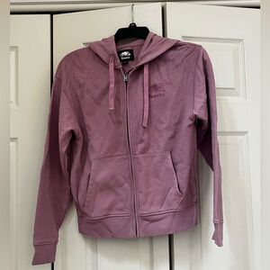 EUC - Roots Canada Organic Original Relaxed
Full Zip Hoodie - Mauve - Womans XS